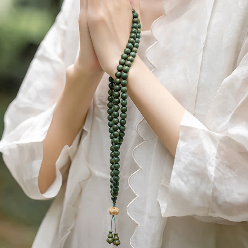 108 Holz Mala Perlen Armband Grüne Sandelholz Lotus Perlen