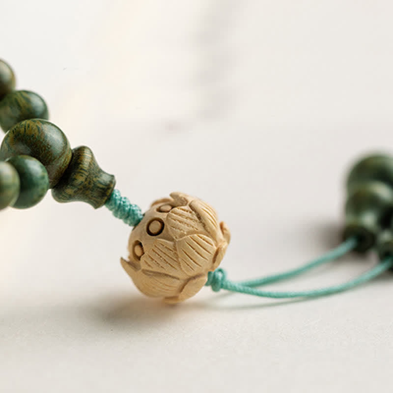 108 Holz Mala Perlen Armband Grüne Sandelholz Lotus Perlen