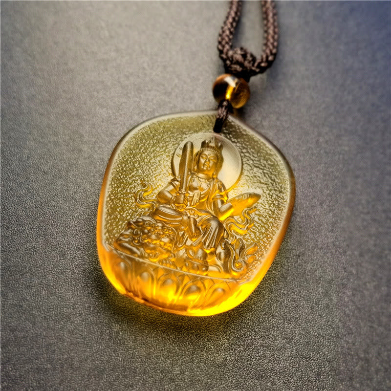 Chinese Zodiac Liuli Crystal Compassion Necklace Pendant