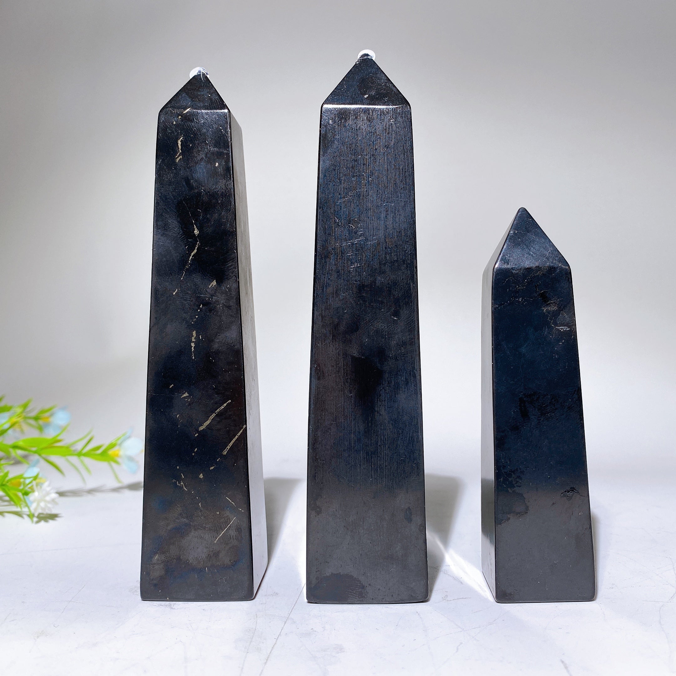 10cm and 15cm Schungite Crystal Healing Towers