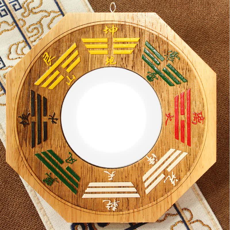 10 cm Pfirsichholz Feng Shui Bagua Kartenspiegel für Gleichgewicht