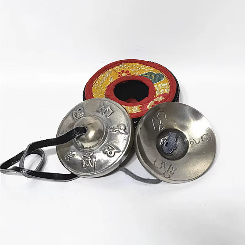 9Cm Large Brass Tinkle Bell with Bag Nepal Handmade Tingsha Cymbals Buddhist Tibetan Bells Sound Healing Yoga Meditation Bell