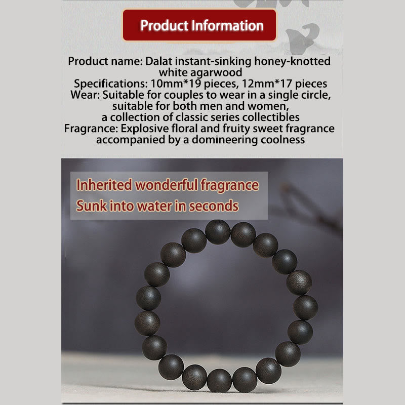 10 mm Adlerholz-Stärkearmband – seltenes Dalat White Qinan Sinking