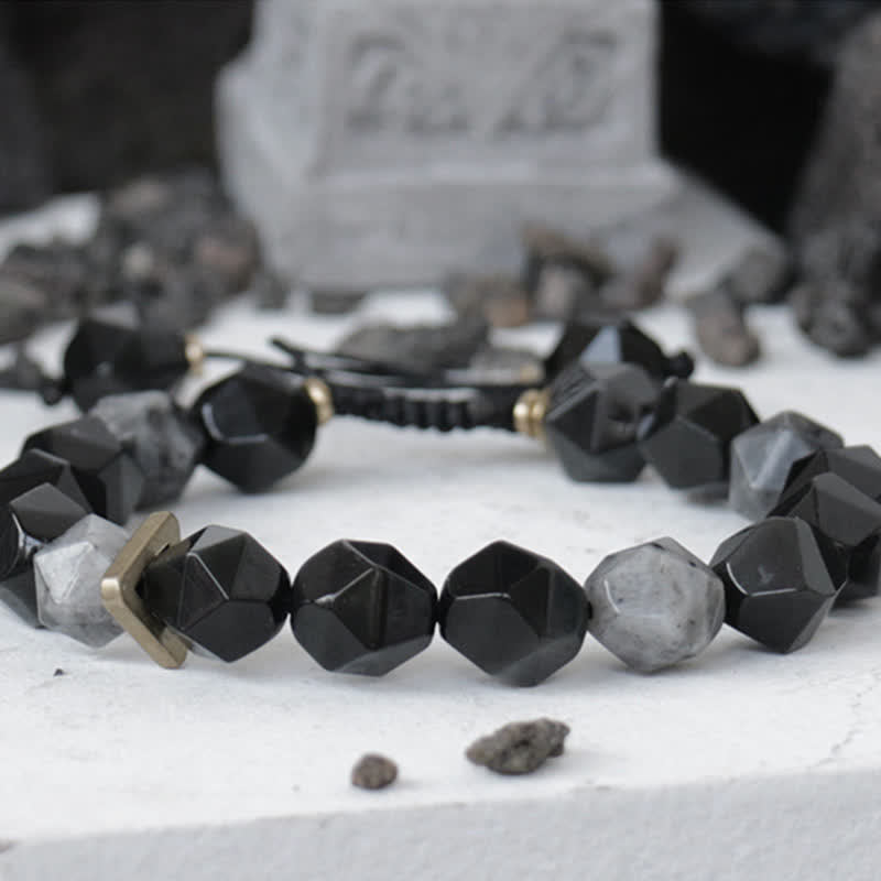 10 mm schwarzes Obsidian-Reinigungsarmband für Positivität