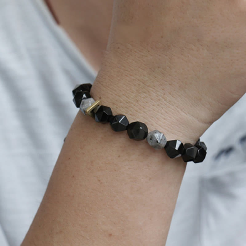 10 mm schwarzes Obsidian-Reinigungsarmband für Positivität