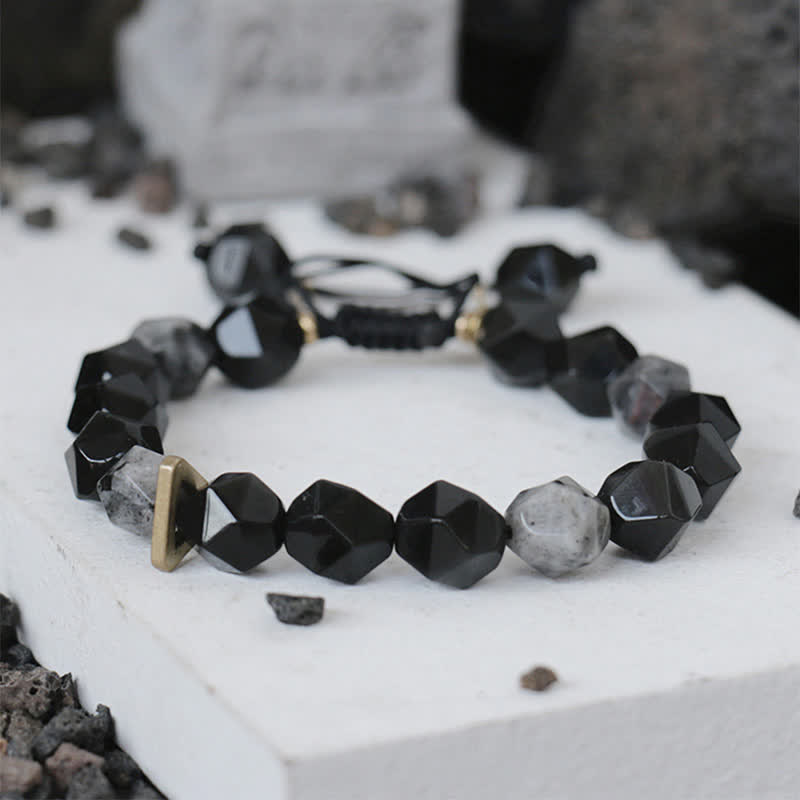 10 mm schwarzes Obsidian-Reinigungsarmband für Positivität