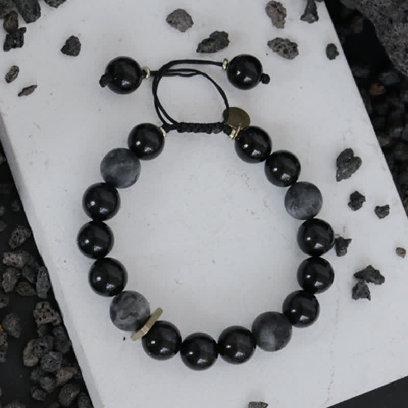 10 mm schwarzes Obsidian-Reinigungsarmband für Positivität
