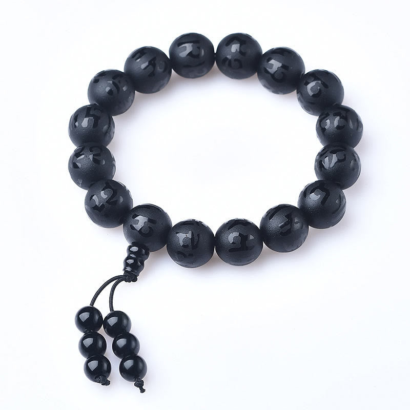 10 mm schwarzes Onyx-Schutzarmband „Om Mani Padme Hum“
