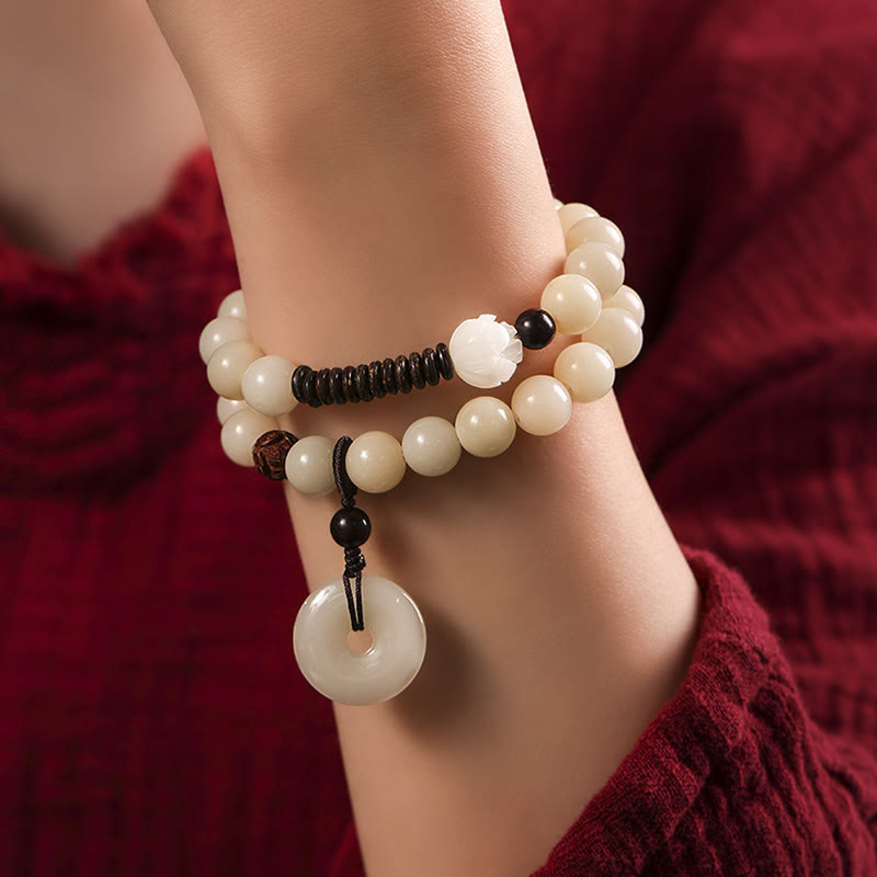 10 mm Bodhi-Samen-Lotusarmband aus grünem Sandelholz | Harmonie und Frieden