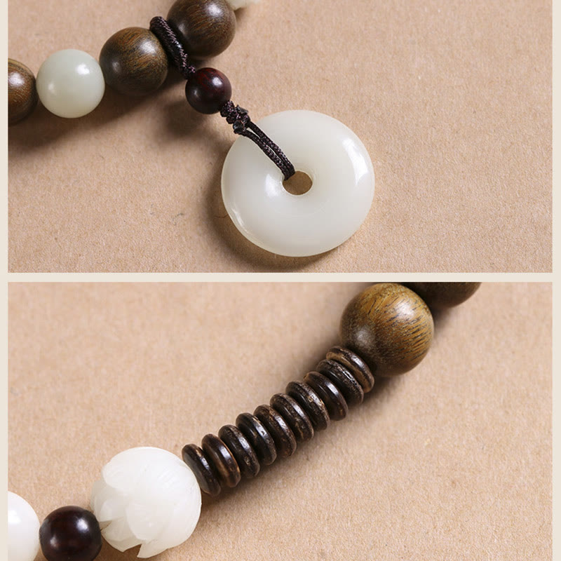 10 mm Bodhi-Samen-Lotusarmband aus grünem Sandelholz | Harmonie und Frieden