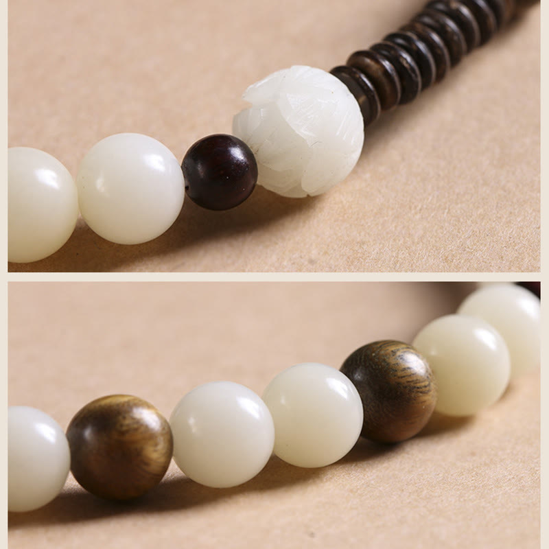 10 mm Bodhi-Samen-Lotusarmband aus grünem Sandelholz | Harmonie und Frieden