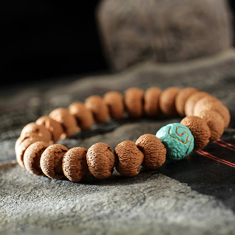 10 mm Bodhi-Samen-Schutzarmband aus Türkis und Bernstein