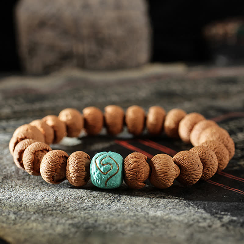 10 mm Bodhi-Samen-Schutzarmband aus Türkis und Bernstein