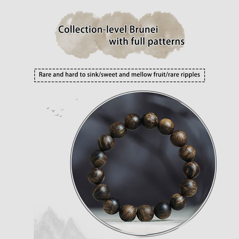 10 mm Brunei Agarwood Wasserwellen-Friedensarmband