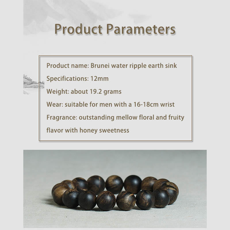 10 mm Brunei Agarwood Wasserwellen-Friedensarmband