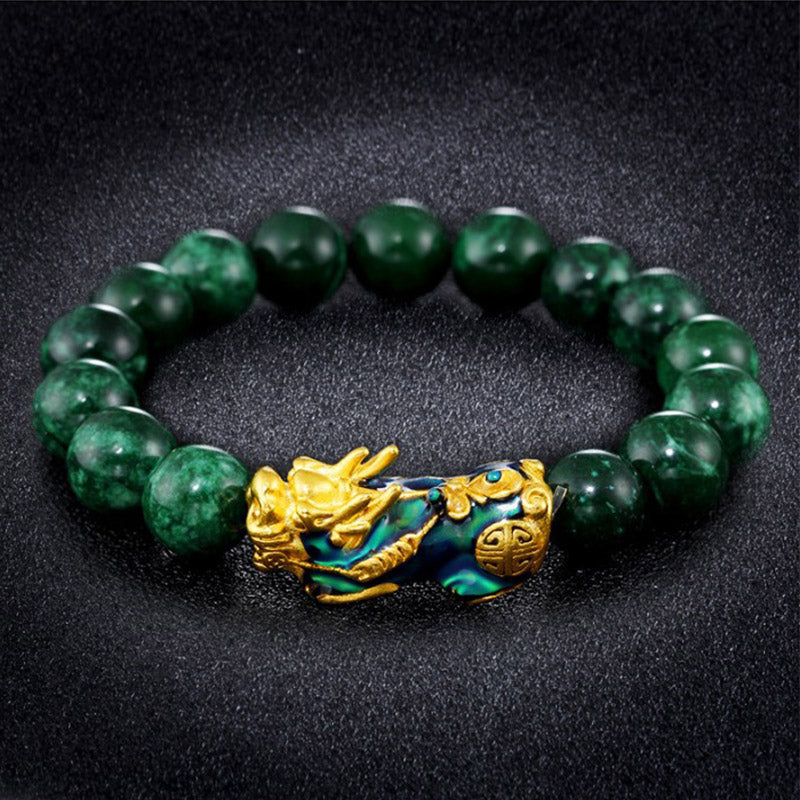 10 mm Cyan Jade PiXiu Schutzarmband