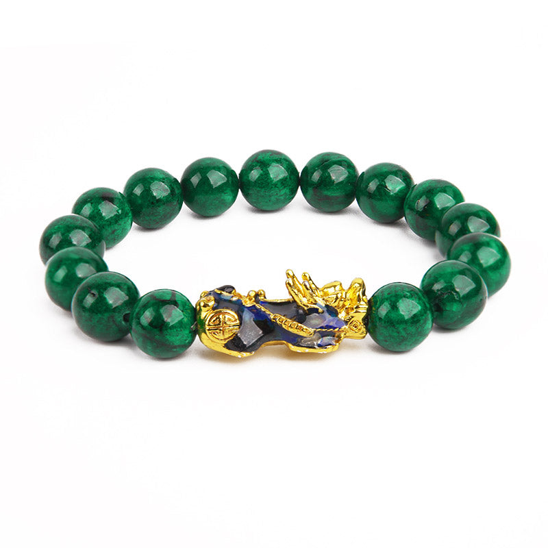10 mm Cyan Jade Pixiu Schutzarmband für Reichtum und Glück