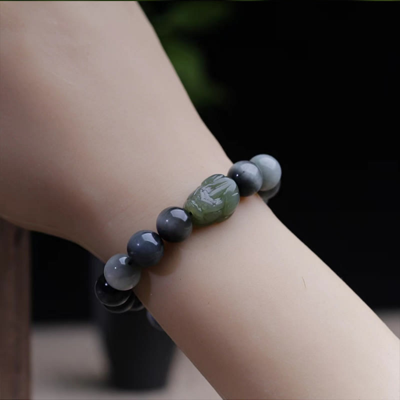10 mm Adleraugenstein Hetian Jade Pixiu Vertrauensarmband
