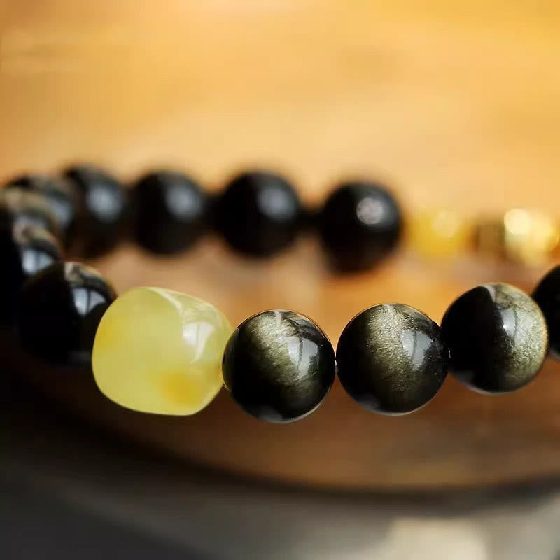 10 mm Goldglanz-Obsidian-Schutzarmband mit chinesischem Sternzeichen