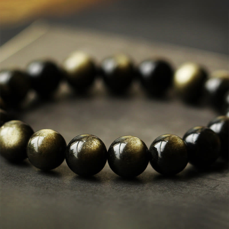 10 mm Goldglanz-Obsidian-Schutzarmband mit chinesischem Sternzeichen