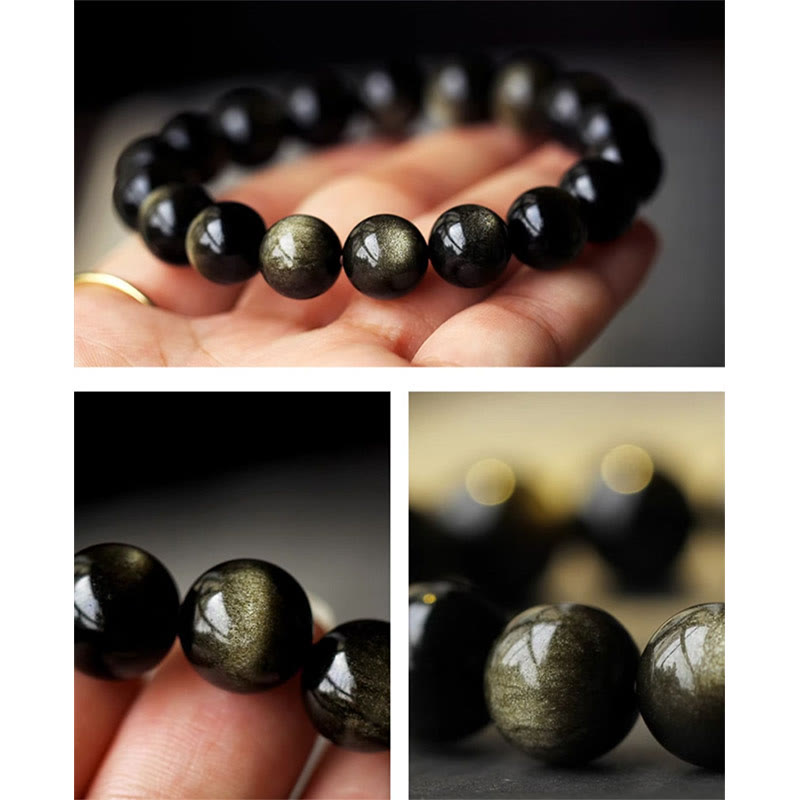 10 mm Goldglanz-Obsidian-Schutzarmband mit chinesischem Sternzeichen