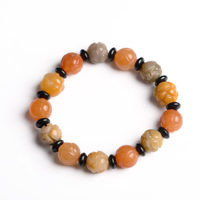 10 mm goldenes Seiden-Jade-Lotus-Armband für Reichtum und Glück