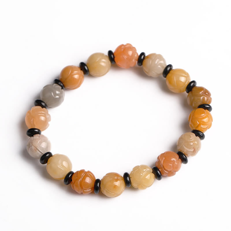 10 mm goldenes Seiden-Jade-Lotus-Armband für Reichtum und Glück