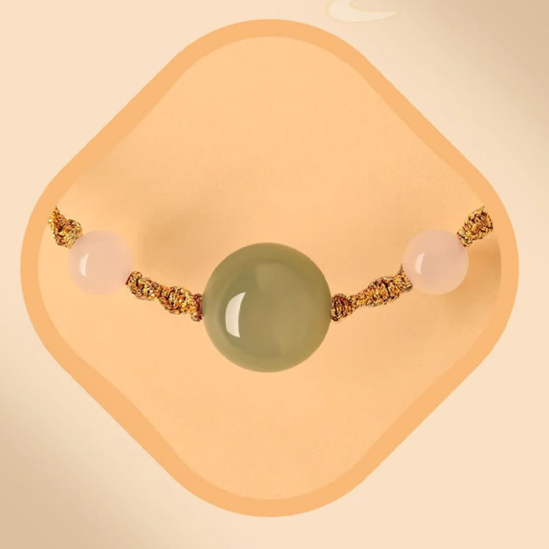 10 mm geflochtenes Glücksarmband aus Hetian-Jade für spirituelles Gleichgewicht