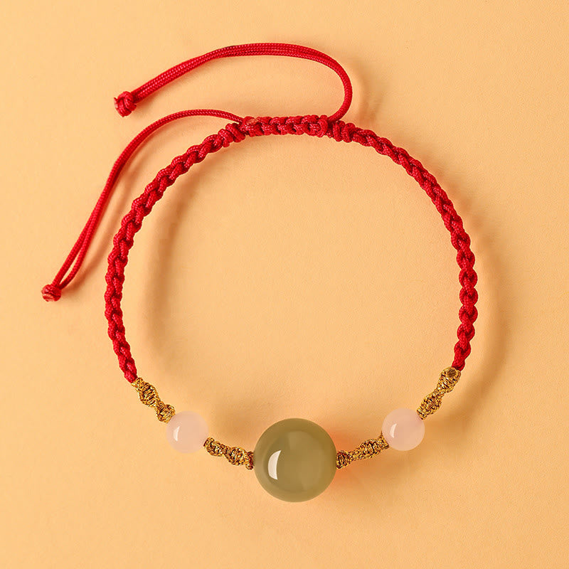 10 mm geflochtenes Glücksarmband aus Hetian-Jade für spirituelles Gleichgewicht