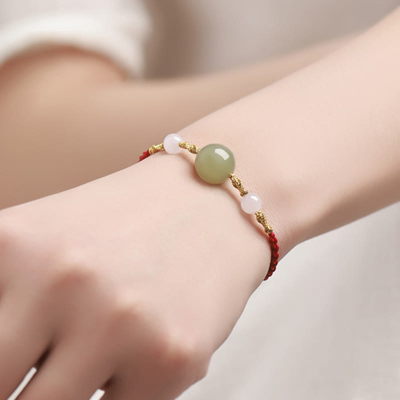 10 mm geflochtenes Glücksarmband aus Hetian-Jade für spirituelles Gleichgewicht