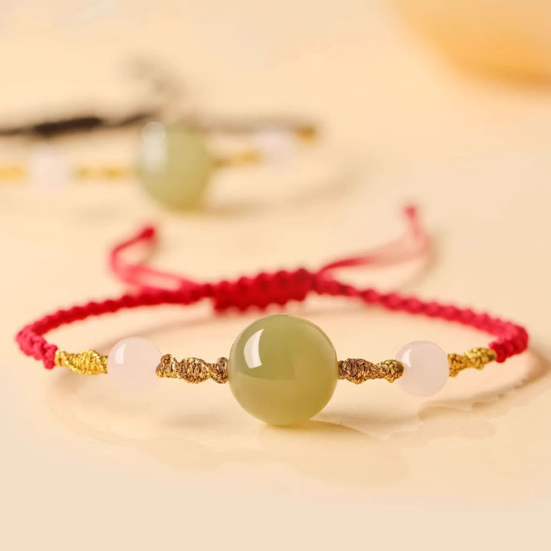 10 mm geflochtenes Glücksarmband aus Hetian-Jade für spirituelles Gleichgewicht