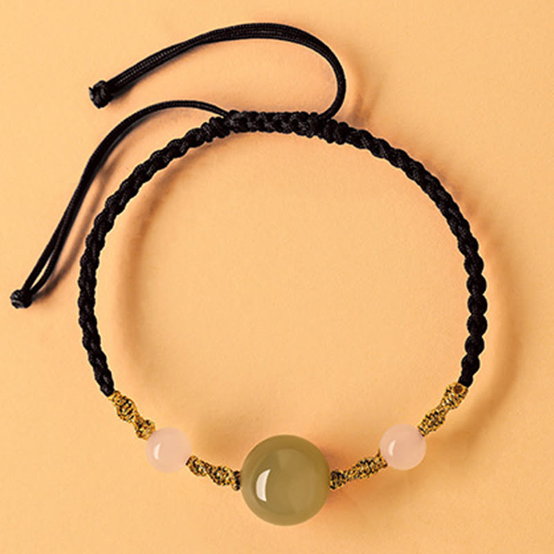 10 mm geflochtenes Glücksarmband aus Hetian-Jade für spirituelles Gleichgewicht