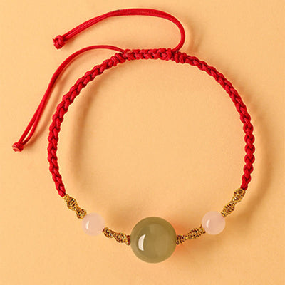 10 mm geflochtenes Glücksarmband aus Hetian-Jade für spirituelles Gleichgewicht