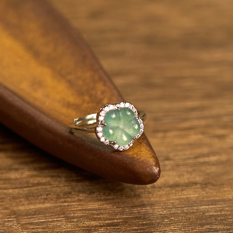 10 mm Jade-Blumen-Legierungsring für Wohlstand und Ausgeglichenheit