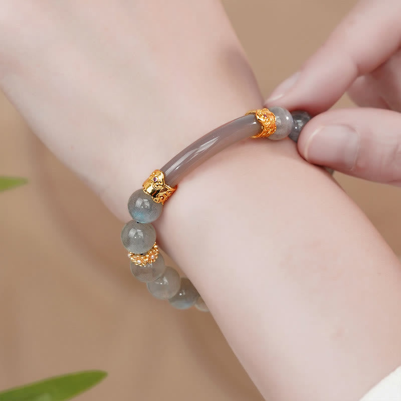 10 mm Labradorit- und Mondstein-Heilarmband für Veränderung