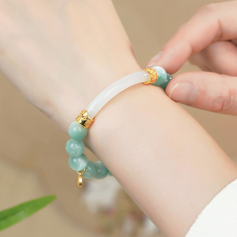 10 mm Larimar Kupfermünze Vertrauen Spirituelles Armband