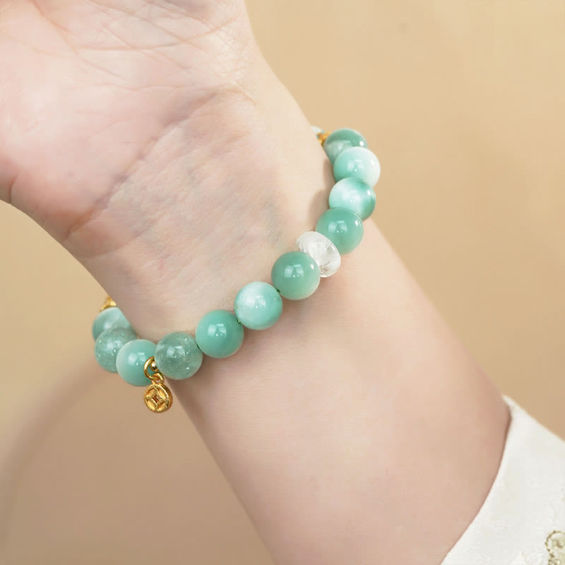10 mm Larimar Kupfermünze Vertrauen Spirituelles Armband