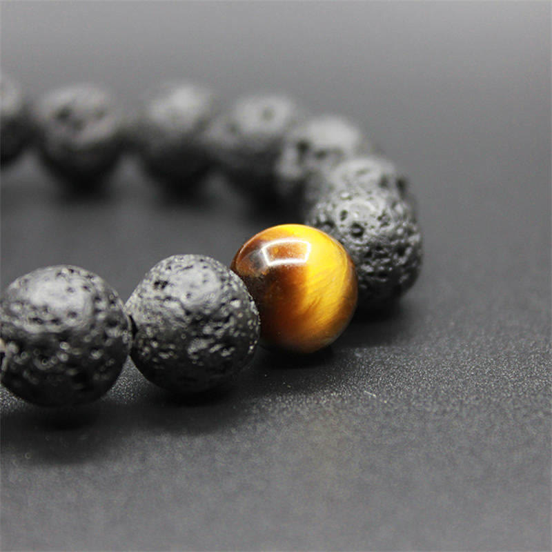 10 mm Lavastein Tigerauge Peace Healing Armband
