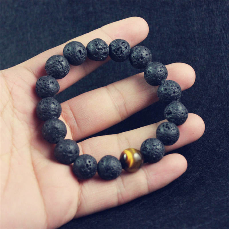 10 mm Lavastein Tigerauge Peace Healing Armband