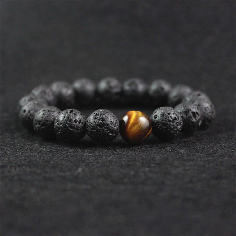 10 mm Lavastein Tigerauge Peace Healing Armband