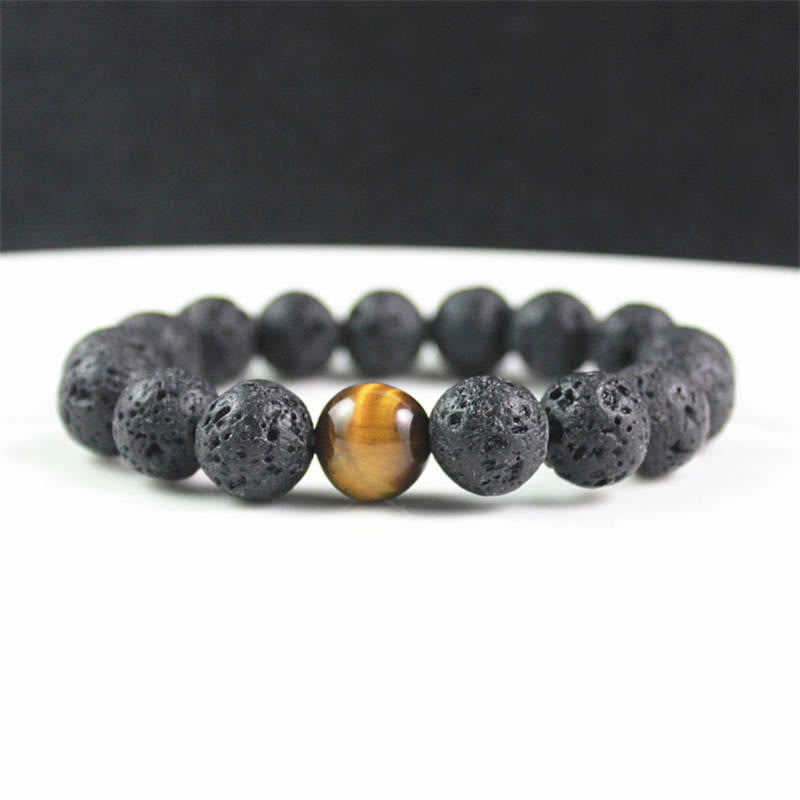 10 mm Lavastein Tigerauge Peace Healing Armband