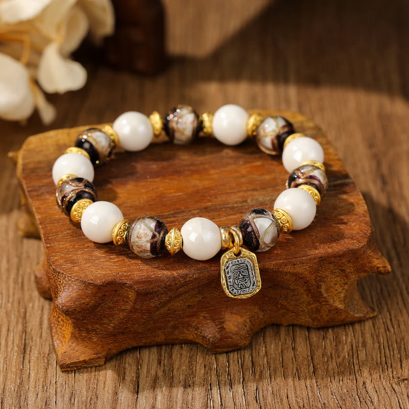 10 mm Liuli-Armband aus Glas, Weihrauch, Asche und Porzellan, spiritueller Schutz