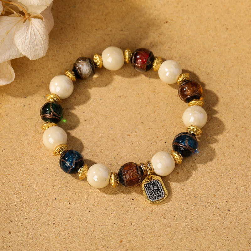 10 mm Liuli-Armband aus Glas, Weihrauch, Asche und Porzellan, spiritueller Schutz