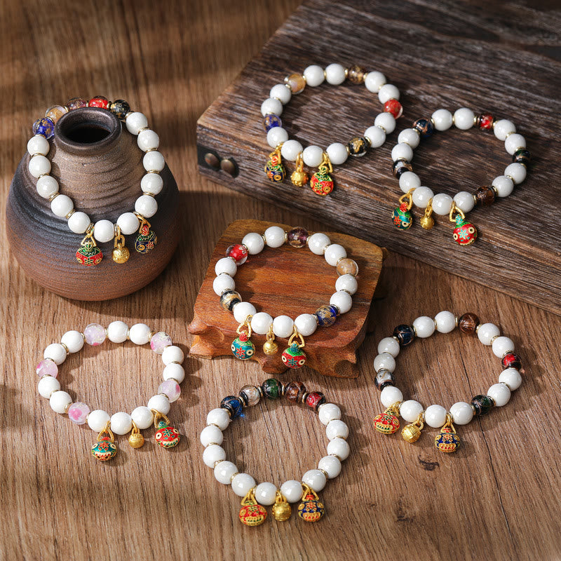10 mm Liuli-Glas-Charm-Armband mit spirituellem Charme für Wohlstand