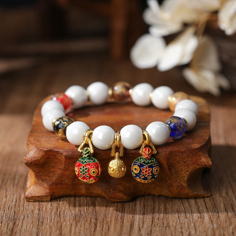 10 mm Liuli-Glas-Charm-Armband mit spirituellem Charme für Wohlstand