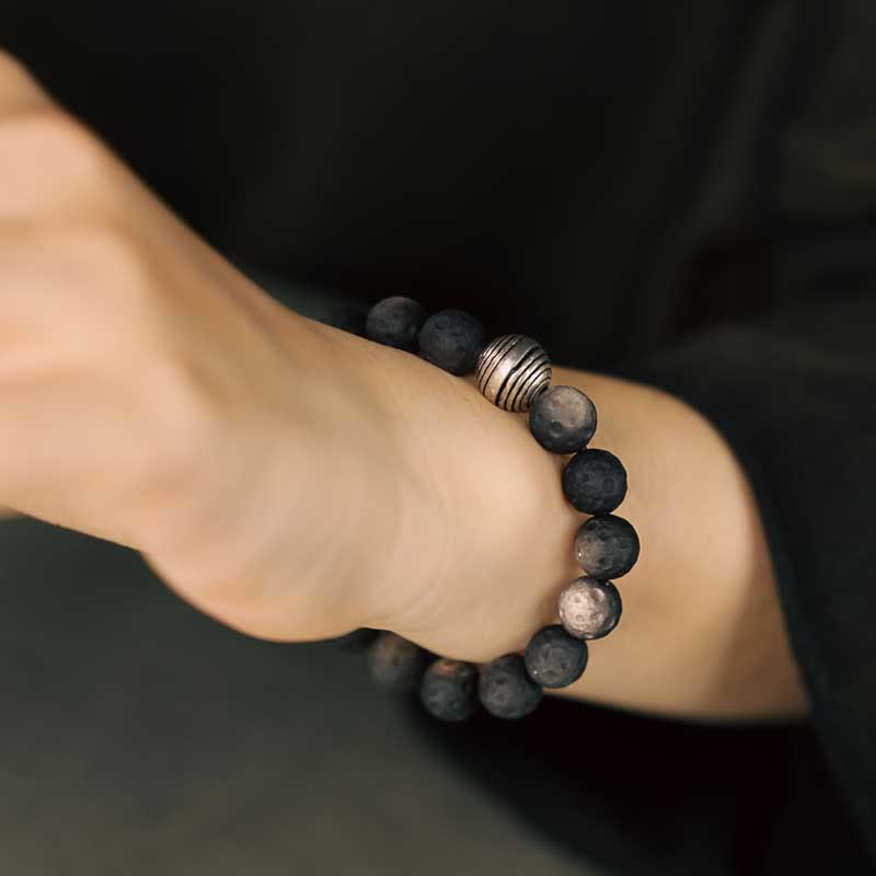 10 mm Schutzarmband aus natürlichem, silberglänzendem Obsidian