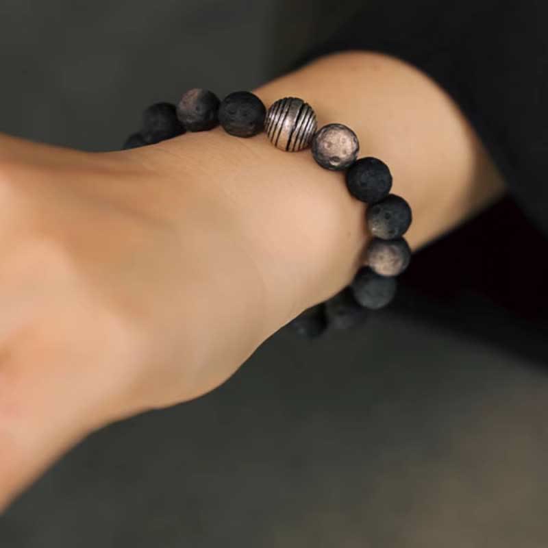 10 mm Schutzarmband aus natürlichem, silberglänzendem Obsidian