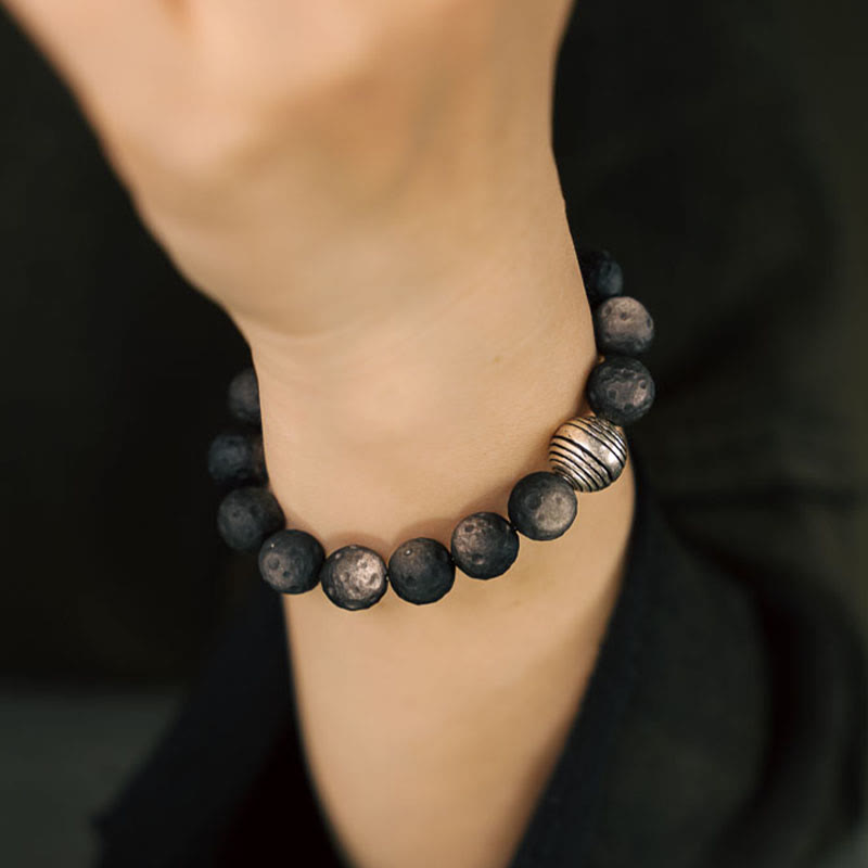10 mm Schutzarmband aus natürlichem, silberglänzendem Obsidian