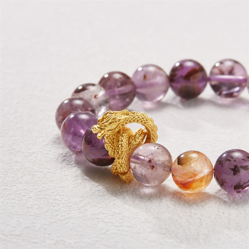 10 mm lila Phantom vergoldetes Dragon Wisdom Armband