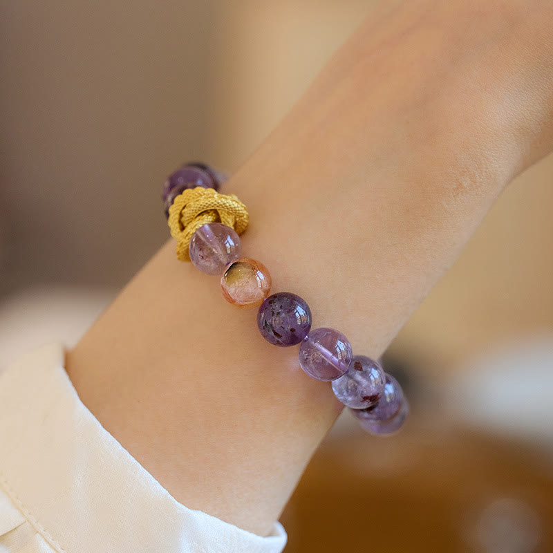 10 mm lila Phantom vergoldetes Dragon Wisdom Armband